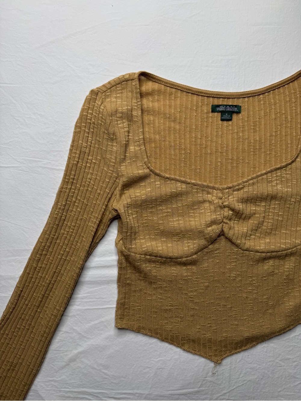 Wild fable - Camel Ribbed Long-Sleeve Cropped Top - Picture 4 of 5
